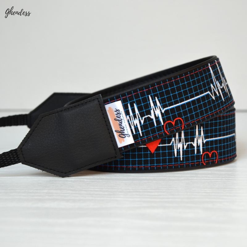 Popruh na fotoaparát - EKG/modrá