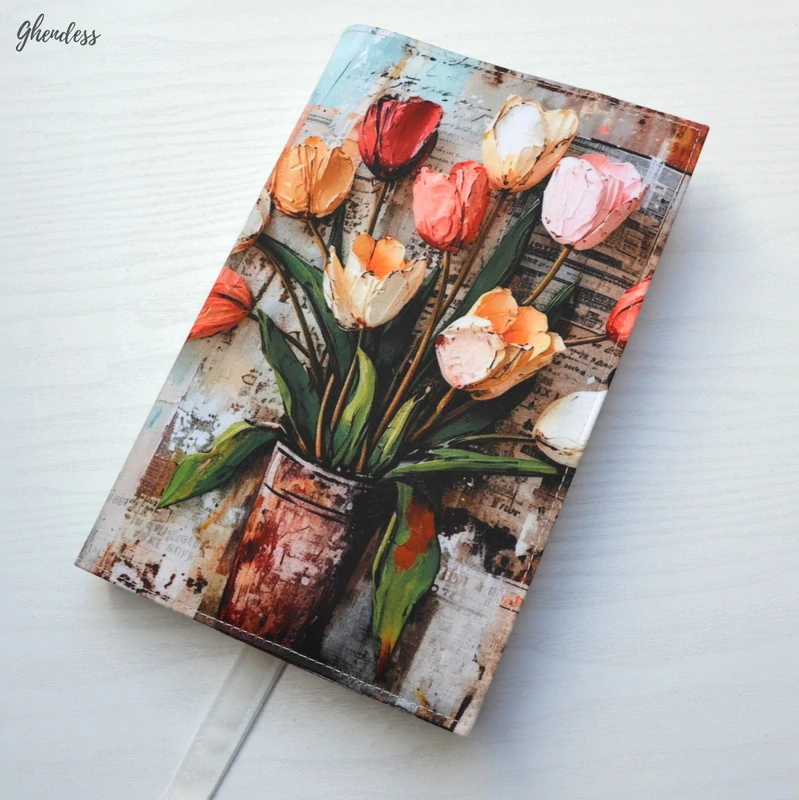 Univerzální obal na knihu - Tulipány ve váze