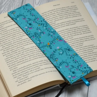 Záložka do knihy - Větvičky/tyrkys